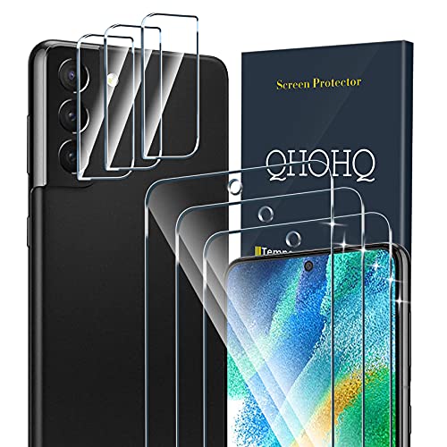 QHOHQ 3 Stück Schutzfolie für Samsung Galaxy S21 FE 5G 6.41" (Nicht Galaxy S21) mit 3 Stück Kamera Schutzfolie, 9H Härte, Ultra-HD, Anti-Kratz, Anti-Blasenfrei, Einfach Installieren von QHOHQ