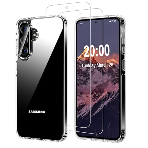 QHOHQ Hülle für Samsung Galaxy A56 5G / A36 5G, 1 Handyhülle + 2 Stück Panzer Glas, [Nie Vergilbung], [Militärstandard Schutz] Schutzhülle Case, Stoßfest Gassack, Anti-Kratzt - Klar von QHOHQ