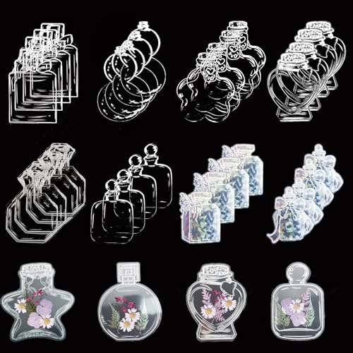 50 Stück Transparente Lesezeichen Getrocknete Blumen, Lesezeichen Kinder und 1 Set au Getrocknete Blumen, DIY Hausgemachte Glaswaren-Aufkleber Bookmark, Glasflasche Wunschflasche Aufkleber von QHSXMQ