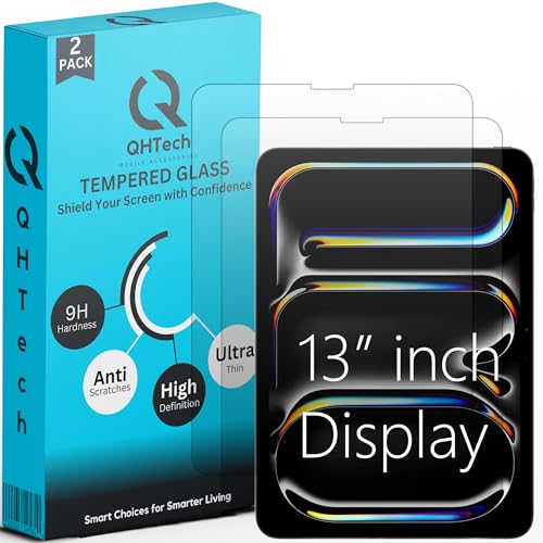 QHTech 2er Pack Displayschutzfolie Kompatibel mit iPad, Schutzfolie Kratzfest, Anti-Kratzer Displayschutz für (iPad Pro13 (2024) von QHTech