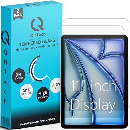 QHTech 2er Pack Displayschutzfolie Kompatibel mit iPad Air6 11" (2024, Schutzfolie Kratzfest, Anti-Kratzer Displayschutz für (iPad Air6 11" (2024) von QHTech