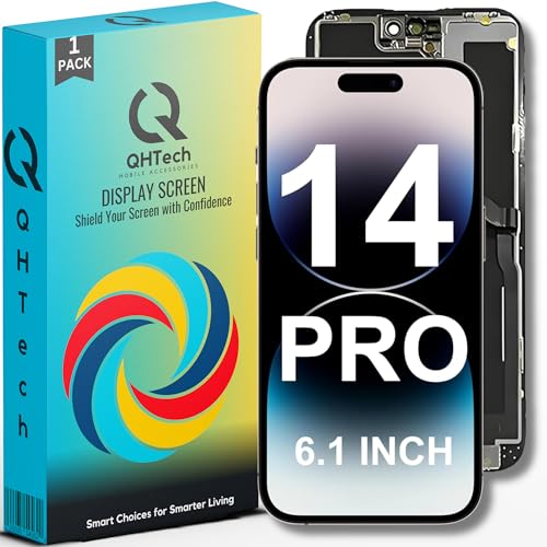 QHTech Display für iPhone-14-Pro-LCD 6.1" Bildschirm Ersatz FHD Touchscreen 3D Touch Digitizer, Ersatzteil for (iPhone 14 Pro) von QHTech