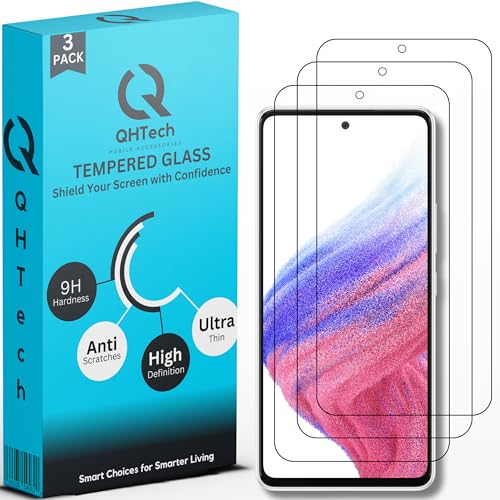 QHTech Displayschutz, 3er-Pack, 0,33 mm, Härte 9H, HD-Schutzglas, ultraklar für (Samsung Galaxy A53 5G) von QHTech