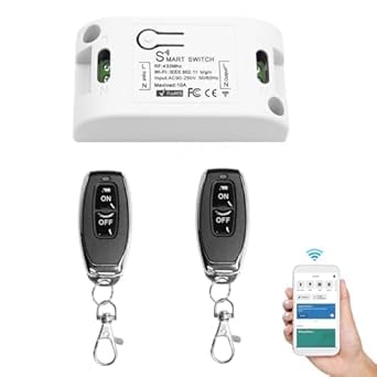 QIACHIP Tuya WiFi Smart Switch Funk Lichtschalter Set Passiver Ausgang Relai Modul mit RF 433mhz Fernbedienung, Smart Life APP kompatibel mit Alexa/Google Home von QIACHIP