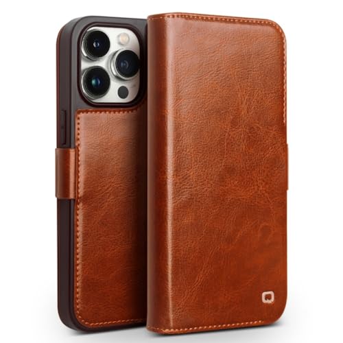 QIALINO - Passend für iPhone 15 Pro Max - Leder Book Case Hülle - Cognac von QIALINO