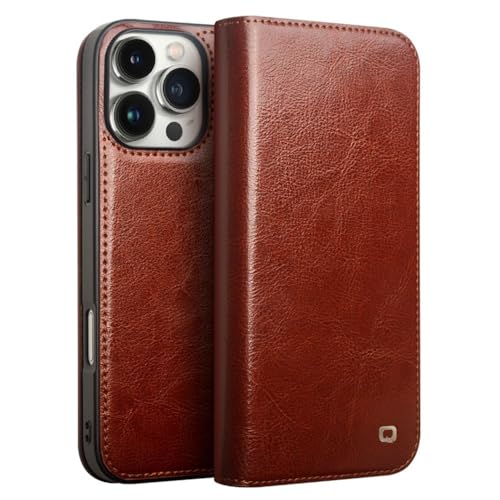 Qialino Passend für iPhone 16 Pro Max Hülle - Leder Bookcase - Braun Qialino Passend für iPhone 16 Pro Max Hülle - Leder Bookcase - Braun von QIALINO