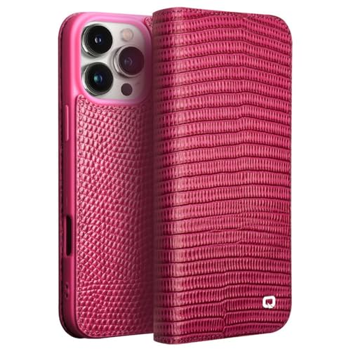 Qialino Passend für iPhone 16 Pro Max Hülle - Leder Bookcase - Croco Pink Qialino Passend für iPhone 16 Pro Max Hülle - Leder Bookcase - Croco Pink von QIALINO
