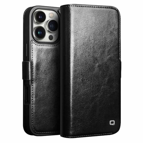 Qialino Passend für iPhone 16 Pro Max Hülle - Leder Bookcase - Schwarz Qialino Passend für iPhone 16 Pro Max Hülle - Leder Bookcase - Schwarz von QIALINO