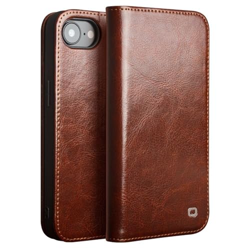 Qialino Passend für iPhone 16e Hülle - Leder Bookcase - Braun Qialino Passend für iPhone 16e Hülle - Leder Bookcase - Braun von QIALINO