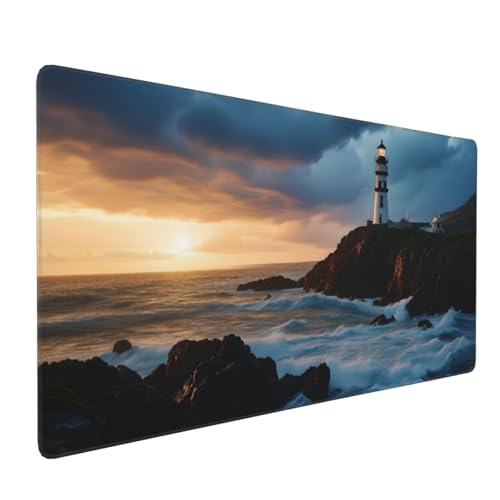 Leuchtturm Landschaft Gaming Mauspad, Mousepad XXL 600x300x3 mm, Wasserdicht Anti-Rutsch Schreibtisch Mouse Pad verbessert Präzision und Geschwindigkeit, Gaming Zubehör für Home Zimmer Deko Q-207 Leuchtturm Landschaft Gaming Mauspad, Mousepad XXL 600x300x3 mm, Wasserdicht Anti-Rutsch Schreibtisch Mouse Pad verbessert Präzision und Geschwindigkeit, Gaming Zubehör für Home Zimmer Deko Q-207 von QIANLUOO