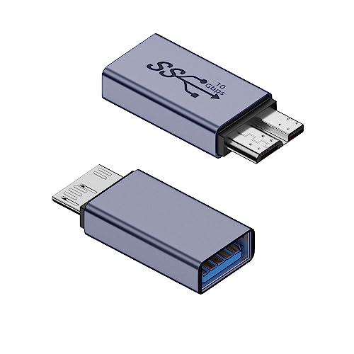 QIANRENON 10Gbps USB A Buchse auf USB3.0 Micro B Stecker Externe Festplatten Adapter USB3.1 auf Micro B Aufladen Daten Konverter, für SSD Laufwerke Externe Festplatten Digitalkamera Telefon, 2 Pcs von QIANRENON