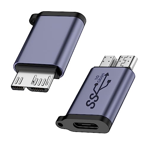 QIANRENON 10Gbps USB C Buchse auf Micro B Stecker Daten Aufladen Adapter Type C auf USB3.0 Micro B Externe Festplatten Konverter,für Externe Festplatten SSD Laufwerke Tablet Digitalkamera Laptop,2Pcs von QIANRENON