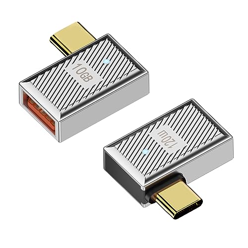 QIANRENON 10Gbps USB C auf USB3.1 90° Winkel OTG Adapter 120W Type C Stecker auf USB3.1 Buchse Recht Winklel Laden Daten Anschluss,Zn-Legierung/LED,für Telefon Laptop Tablet, Silbern/Seite biegen,2Pcs QIANRENON 10Gbps USB C auf USB3.1 90° Winkel OTG Adapter 120W Type C Stecker auf USB3.1 Buchse Recht Winklel Laden Daten Anschluss,Zn-Legierung/LED,für Telefon Laptop Tablet, Silbern/Seite biegen,2Pcs von QIANRENON