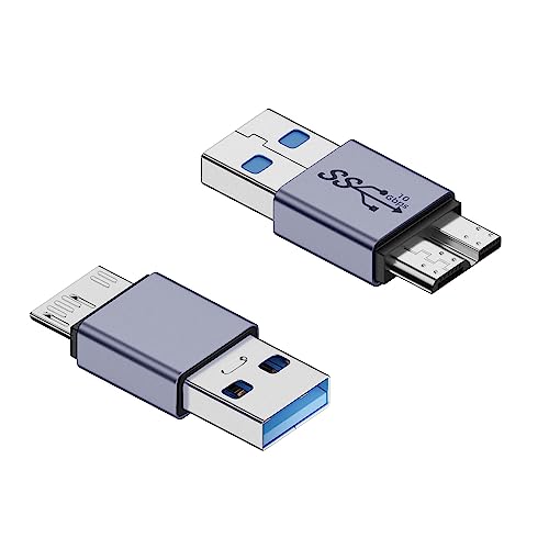 QIANRENON 10Gbps USB3.1 auf Micro B Externe Festplatten Adapter USB3.1 Stecker auf USB3.0 Micro B Stecker Aufladen Daten Anschluss, für Externe Festplatten SSD Laufwerke Digitalkamera Telefon, 2Pcs von QIANRENON