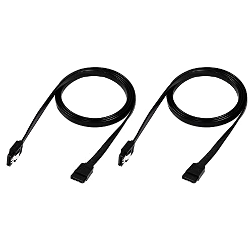 QIANRENON 2 Stück SATA III Festplatte Kabel Adapter 6Gbps SATA 3.0 Daten Kabel SATA 3.0 Gerade Flachkabel SATA 3.0 Verlängerungskabel, für SATA-Festplatten HDD SSD CD-Treiber, schwarz, 1m/3.2ft von QIANRENON