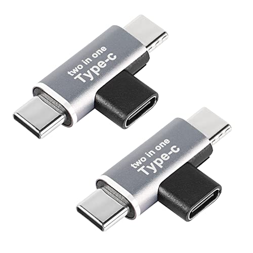 QIANRENON 2-in-1 USB C Ladegerät Splitter Adapter Typ C 1 Buchse auf 2 Stecker T-Typ Ladeanschluss, nur zum Aufladen, 2 Stück von QIANRENON