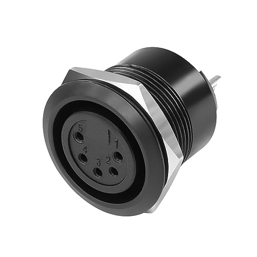 QIANRENON 5 Polige XLR Gewinde Befestigung Löten Adapter 5 Pin XLR Buchse zu Lötanschluss Runder Stecker 5 Pin XLR DMX Montage Buchse, für RDM/DMX Bühnenbeleuchtung, Schwarz QIANRENON 5 Polige XLR Gewinde Befestigung Löten Adapter 5 Pin XLR Buchse zu Lötanschluss Runder Stecker 5 Pin XLR DMX Montage Buchse, für RDM/DMX Bühnenbeleuchtung, Schwarz von QIANRENON