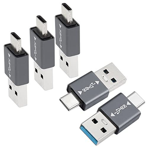 QIANRENON 5 STÜCKE USB 3.1 Stecker auf USB C Stecker Adapter USB A zu USB C Anschluss,10 Gbps unterstützen OTG Datensynchronisation schnelles Aufladen,Für Smartphone Laptop Tablet Powerbank von QIANRENON