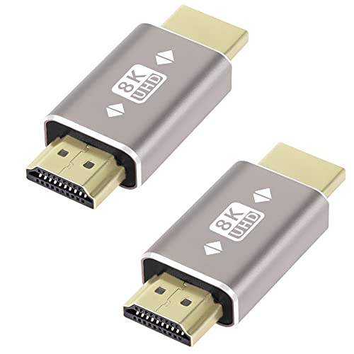 QIANRENON 8K HDMI Stecker auf Stecker, Verlängerungsadapter, HDMI 2.1 Stecker-A HD-Stecker, unterstützt 8K @ 60Hz/4K @ 120Hz HDR, für HDTV Projektor Laptop PC, 2 Stück von QIANRENON