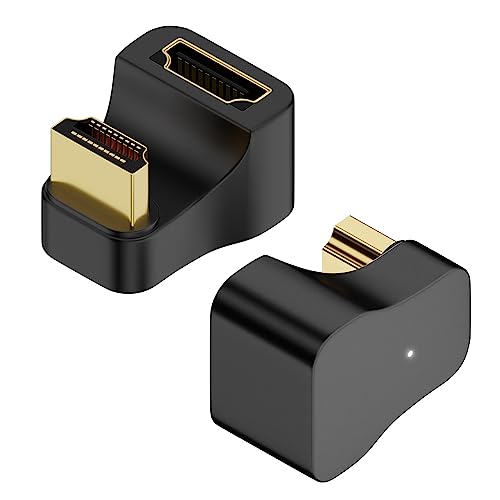 QIANRENON 8K HDMI U förmig Winkel Display Adapter HDMI 2.1 Stecker auf Buchse 180 Grad Winkel Ultra HD Anschluss, Unterstützt 3D 8K@60Hz UHD2.1, für Laptop PC Monitor Projektor HDTV, 2 Pcs(Positiv) von QIANRENON