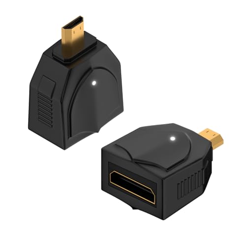 QIANRENON 8K Micro HDMI auf Mini HDMI Adapter Konverter UHD2.1 Micro HDMI Stecker auf Mini HDMI Buchse Vergoldeter Anschluss, 3D 8K@60Hz/4K@120Hz, LED Licht, für Digitalkamera Tablet Monitore, 2Pcs von QIANRENON