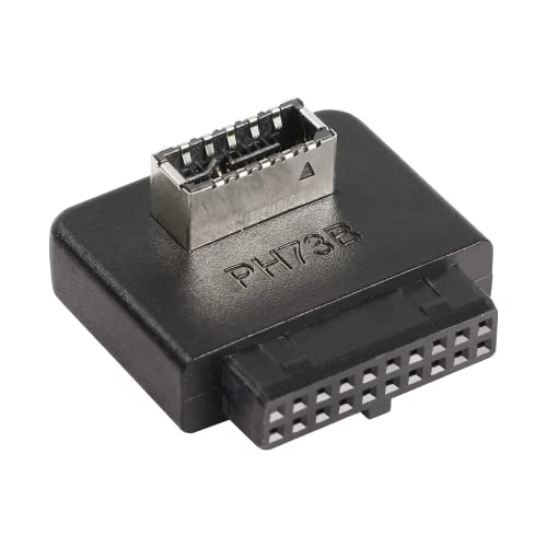QIANRENON 90 Grad USB Typ E Adapter USB 3.1 Typ E Frontpanel Interner Stecker auf Buchse Adapter für 19/20 Pin Typ C Header Motherboard (PH73B) von QIANRENON