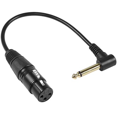 QIANRENON 90° Winkel TS 6,35mm auf XLR Unsymmetrisch Mikrofon Kabel XLR Buchse auf 1/4 TS Rechter Winkel Mono Audio Verlängerungskabel, für Mischpulte Verstärker Lautsprecher Mikrofone, 30cm/11.8in von QIANRENON