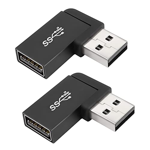 QIANRENON 90° Winkel USB 3.1 Adapter 10Gbps USB 3.1 Stecker auf Buchse rechts Winkel Anschluss.USB A 3.1 L Winkel Konverter Koppler,Für Datenübertragung OTG 3A Laden,2Pcs (rechte Ecke Seite gebogen) von QIANRENON