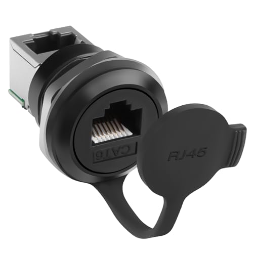 QIANRENON CAT6 RJ45 Gewinde Fester Montage Netzwerk Anschluss 90° Winkel RJ45 8P8C Buchse auf Buchse Bulkhead Montage Ethernet Adapter RJ45 Einbau Buchse, Staubkappe, für Outdoor WAN LAN Datenzentrum QIANRENON CAT6 RJ45 Gewinde Fester Montage Netzwerk Anschluss 90° Winkel RJ45 8P8C Buchse auf Buchse Bulkhead Montage Ethernet Adapter RJ45 Einbau Buchse, Staubkappe, für Outdoor WAN LAN Datenzentrum von QIANRENON