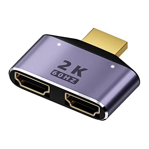 QIANRENON HDMI 1 in 2 Out Splitter Adapter 2K @60Hz HDMI 2 in 1 HD Display Selector Switcher HDMI 1 Stecker auf 2 Buchse Stecker, LED-Licht, (Es können Nicht 2 Monitore gleichzeitig angezeigt Werden) von QIANRENON