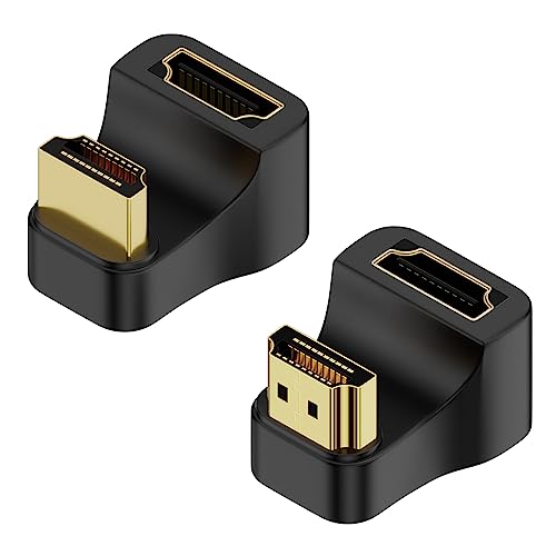 QIANRENON HDMI 2.1 U Förmig Winkel Display Adapter 8K HDMI2.1 Stecker auf Buchse 180 Grad Winkel Ultra HD Anschluss 3D 8K@60Hz UHD2.1,für HDTV Laptop Monitor Projektor, 2Pcs (1 Vorwärt+1 Rückwärt) von QIANRENON