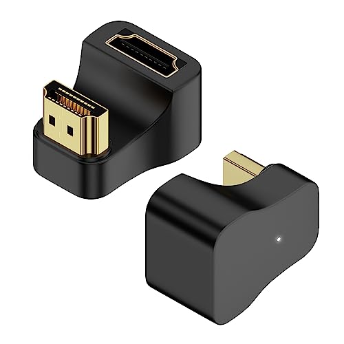 QIANRENON HDMI 2.1 U Förmig Winkel Ultra HD Adapter 8K HDMI Stecker auf Buchse 180 Grad Winkel Display Anschluss 8K@60Hz UHD2.1 3D, für HDTV Monitor Projektor Laptop PC, 2Pcs (Umgekehrt) von QIANRENON