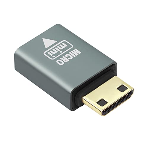 QIANRENON HDMI Mini Extender Adapter, Micro HDMI Buchse auf Mini HDMI Stecker vergoldet Konverter, Mini Hdmi Stecker auf Micro HDMI Buchse Adapter 4K 3D @ 60Hz von QIANRENON