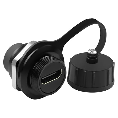 QIANRENON HDMI Wasserdicht HD Display Anschluss 4K HDMI 2.0 Buchse auf Buchse Panel Montage Wasserdichter Adapter HDMI Durchführung Bulkhead Mount Wasserdicht Steckdose, für TV Projektor Multimedia von QIANRENON