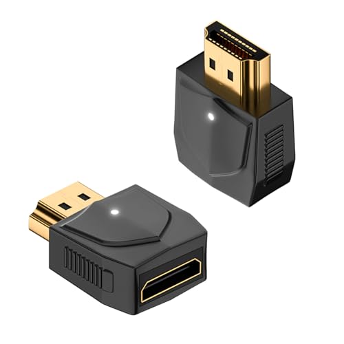 QIANRENON HDMI auf Mini HDMI 8K Adapter Konverter UHD2.1 HDMI Stecker auf Mini HDMI Buchse Vergoldeter Anschluss 8K@60Hz/4K@120Hz, LED Licht, für Laptop HDTV Monitore Projektoren Digitalkamera, 2Pcs von QIANRENON