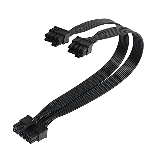 QIANRENON PCI-E 12 Pin auf Dual 8 Pin (6Pin+2Pin) Grafikkarten-Netzteilkabel Stecker auf Stecker, geeignet für 6 Pin und 8 Pin Stromversorgung, Grafikkarte, 12,6 Zoll (32 cm) von QIANRENON