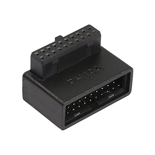 QIANRENON PH19A USB 3.0, 19/20-polig, 90-Grad-Adapter, Stecker auf Buchse, L-Drehung, rechtwinklige Buchse für Desktop-Motherboard, interner Anschluss nach Oben abgewinkelt von QIANRENON