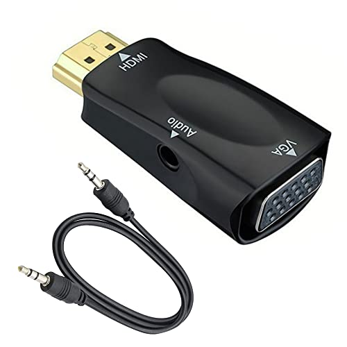 QIANRENON QIANREN HDMI-auf-VGA-Adapter-Konverter mit 3,5-mm-Audio-Klinkenkabel, HDMI-auf-VGA-Konverter-Stecker auf Buchse, vergoldeter Anschluss HD-Video 1080P für Laptop, PC, Monitor usw QIANRENON QIANREN HDMI-auf-VGA-Adapter-Konverter mit 3,5-mm-Audio-Klinkenkabel, HDMI-auf-VGA-Konverter-Stecker auf Buchse, vergoldeter Anschluss HD-Video 1080P für Laptop, PC, Monitor usw von QIANRENON