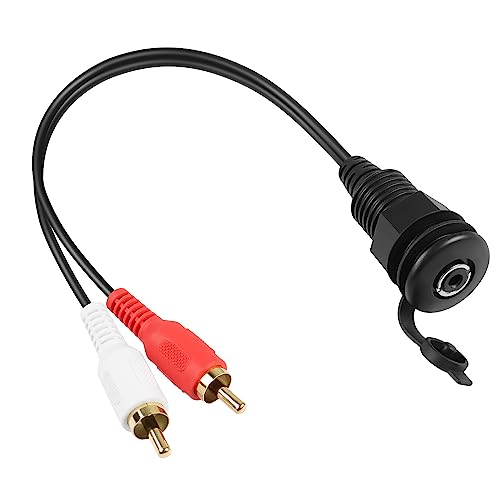 QIANRENON RCA auf 3,5mm TRS Gewinde festes wasserdichtes Kabel 2 RCA Stecker auf 1/8 Buchse Stereo Eingebettet Mount Adapter, für TV Tablet Lautsprecher Heimkino Kopfhörer, 30cm/11.8in von QIANRENON