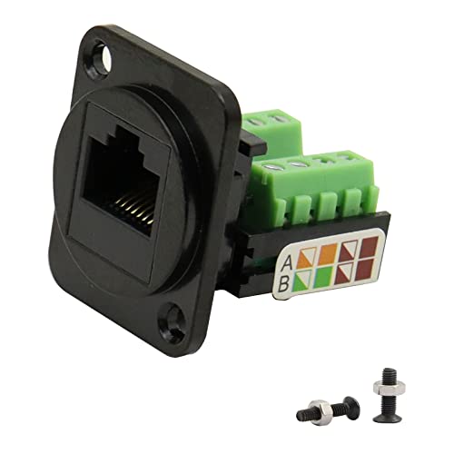 QIANRENON RJ45/8P8C Cat5E Schraubklemmenadapter Keystone-Buchse,D-Typ Modular Panel Crimping Data Female Connector,Schwarz von QIANRENON