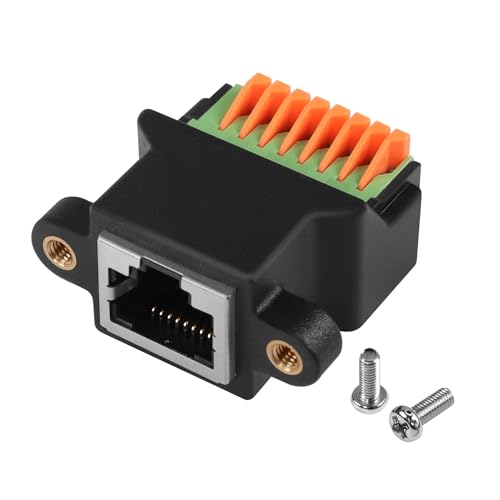 QIANRENON RJ45 Buchse Schnellanschluss Lötfreier Montage Adapter CAT6A RJ45 8P8C Buchse auf 8Pin Terminal Netzwerk Anschluss RJ45 Crimp Federklemmen Extender, für CAT5/6/6A Ethernet Audio Analog GPIO von QIANRENON