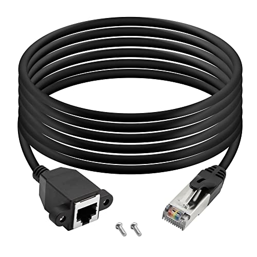 QIANRENON RJ50 10P10C Stecker auf Buchse Verlängerungskabel Schraubmontage Abschirmung Cat 5E 26AWG,für Motorola Auto-WalkieTalkie,Barcode Scannen,Laserdruck,industrielle kamera,3m von QIANRENON