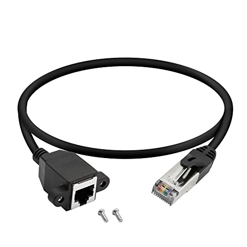 QIANRENON RJ50 Verlängerungskabel Adapter RJ50 10P10C Buchse auf Stecker Panel Mount Ethernet Cabel,für Motorola Vehicle Intercom Barcode Scanning Laser Printing Industrial Equipment, 0.6m/1.96ft von QIANRENON