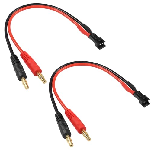 QIANRENON SM auf 4MM Bananenstecker Adapter kabel 14AWG SM Stecker auf 4.0mm Bananenstecker Lithium Batterie B6 Balance Ladekabel, für RC Auto, Aeromodelling, Quadcopter, 25cm/9.8in, 2Pcs von QIANRENON