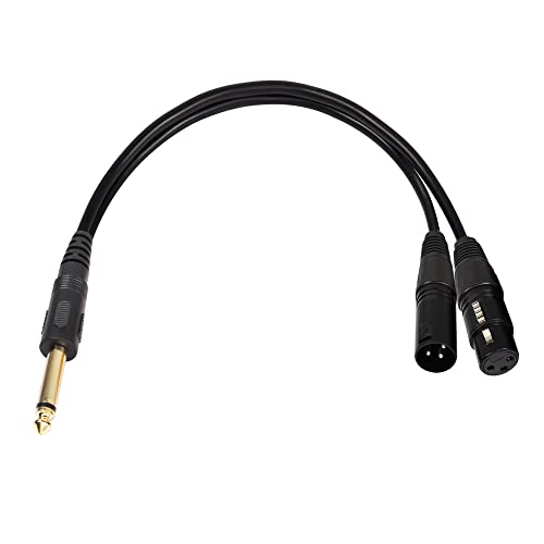 QIANRENON TS 6.35mm auf XLR Y Splitter Verteiler Audio Kabel Adapter TS1/4 Stecker auf XLR Buchse XLR Stecker Mikrofon Cabel, für Gitarren Lautsprecher Mischpulte AMP,36cm/14.2in von QIANRENON