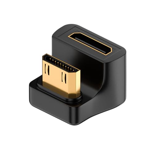 QIANRENON U Förmig Winkel Mini HDMI 8K Display Adapter UHD2.1 Mini HDMI Stecker auf Mini HDMI Buchse 180 Grad up Video Anschluss,LED Licht,für Tablet PC Digitalkamera Tragbare Camcorder, (Umgedreht) von QIANRENON