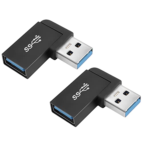 QIANRENON USB 3.1 90° Grad Winkel Adapter 10Gbps USB 3.1 Stecker auf Buchse Linke Winkel L-förmig Steckverbinder USB A3.1 Datenübertragung Konverter Koppler, 2PCS (Linke Ecke seitlich gebogen) von QIANRENON