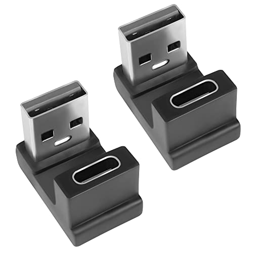 QIANRENON USB 3.1 auf USB C U-förmiger Winkel Adapter 10Gbps USB A Stecker auf USB C Buchse 180° Winkel Konverter, für OTG Datenübertragung und 3A Laden, für Laptop Tablet, 2Pcs (Buchse Oben) von QIANRENON