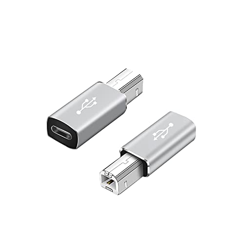 QIANRENON USB C Buchse auf Midi Adapter Typ C auf Stecker USB B Druckeradapter für Drucker MIDI E-Piano Synthesizer und mehr Typ-C Gerät/Laptop 2 Stück Grau von QIANRENON