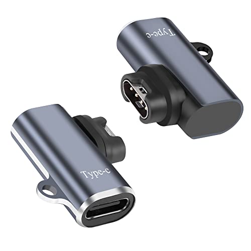 QIANRENON USB C Garmin Smartwatch 90° Winkel Adapter Anschluss.Garmin Ladekopf auf Typ C Buchse Rechter Winkel Koppler. für Garmin Smartwatche Smart-Armband. blau-grau. 2Pcs (seitlich gebogen) von QIANRENON